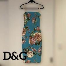 Dolce & Gabbana Floral Cami Dress Blue Women’s Size 38 Made in Italy Rare Used