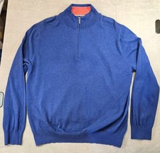 Brooks Brothers Men  s L Supima Cotton 1/4 Zip Blue Pullover Sweater