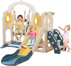 6 in 1 Kids Indoor Playset Freestanding Toddler Slide with Swing Set for Age 1-3