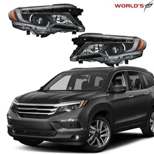 Headlight Left+Right For Honda Pilot 2016-2018&Ridgeline 17-20 Halogen W/LED DRL