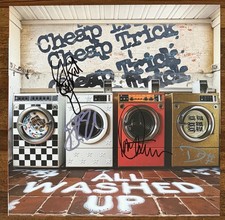 BAND SIGNED CHEAP TRICK ALL WASHED UP COVER CARD & VINYL LP BECKETT BAS COA