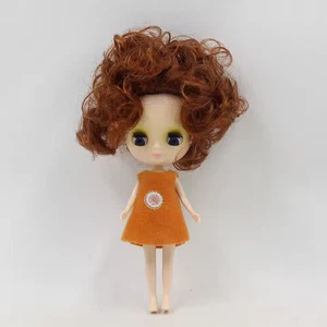 Petite Blythe Doll Shiny Face Brown Curly Hair 4 inch Body Collectible Toys Gift