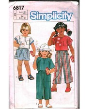 Simplicity 6817 Child Sewing Pattern Pull On Pants Shorts Pullover Top Sz 5 6 6X