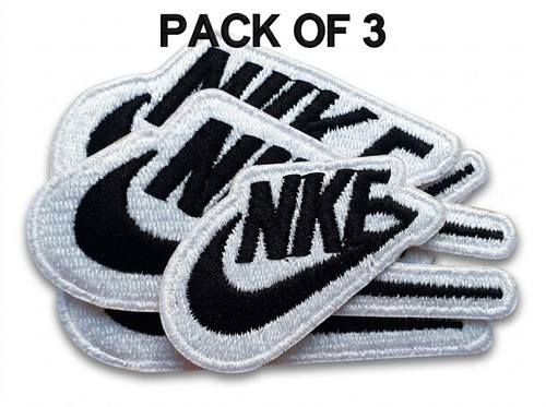 3 PC EMBROIDERED BLACK & WHITE NIKE SWOOSH IRON- ON PATCH SIZE 3x1.5 inch in US