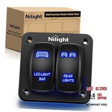 Rocker Switch Panel SPST On Off Toggle Laser Pattern 5PIN 2 Gang Blue