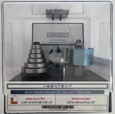 Keentech Multi Rabbet Router Bit Set with 7 Bearings Set