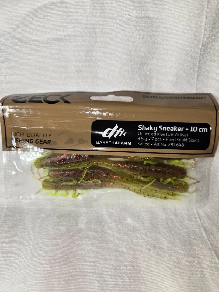 Zeck Shaky Sneaker 10cm 3,5g 7 Stück Unpeeled Kiwi Fried Squid Scent Salted #15