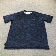 Spyder Rash Guard Shirt Mens Large Blue Camo UPF 30 Swim Surf Quick Dry S923028