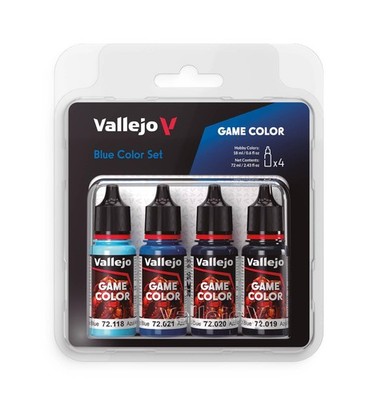 4 Bottle 18ml 0.60 Fl Oz Blue Game Color Acrylic Painting Set Miniatures