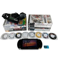 Sony PSP Handheld Console Bundle with Charger 8 Games 5 Movies Memory Card