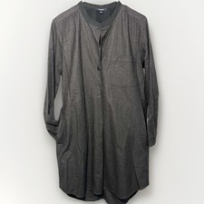 Madewell Latitude Wool/Cotton Flannel Shirt Dress Charcoal Gray Sz L Modern Cute