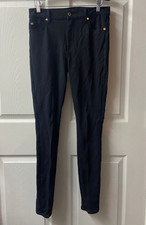 7 For All Mankind Jeans Womens Size 29 28x32 Black Skinny Leg Stretch Casual