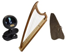 Ems 29-String Gothic Harp - Solid Walnut Gig Bag Tuner