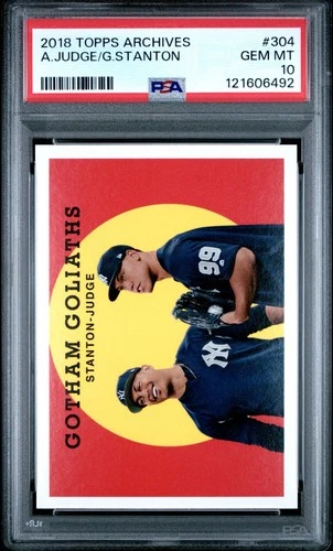 2018 TOPPS ARCHIVES #304 AARON JUDGE/GIANCARLO STANTON PSA 10
