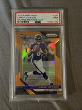 2018 Lamar Jackson Orange Prizm Die Cut Rookie Card #212 PSA 9. rookie card picture
