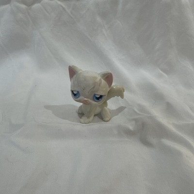Authentic Hasbro Littlest Pet Shop LPS #9 White Longhair Cat Blue