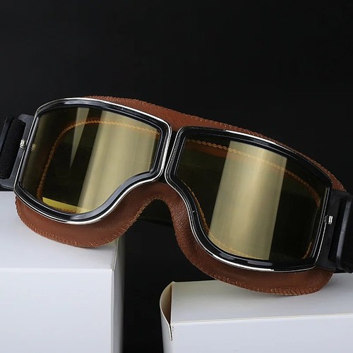 New Motorcycle Goggles Fit Over Glasses for Men Vintage Leather Riding Glasses - Bild 9 von 11