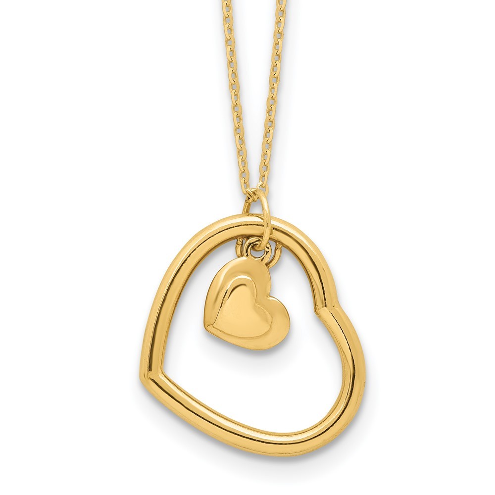 14k Yellow Gold Polished Heart Pendant Necklace 18