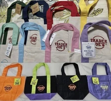 ENTIRE SET x12 Trader Joe's Mini Canvas Tote bags OG, PASTEL & HALLOWEEN x12 !