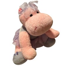 Russ Berrie Dancing Darly Pink Hippo Ballerina Plush Purple Tutu 35835