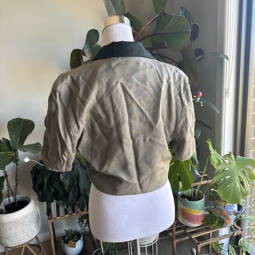 Vintage POGO Cropped Blazer Jacket Sz 10 Fits S Double Breasted Grey Black Linen - Bild 8 von 14