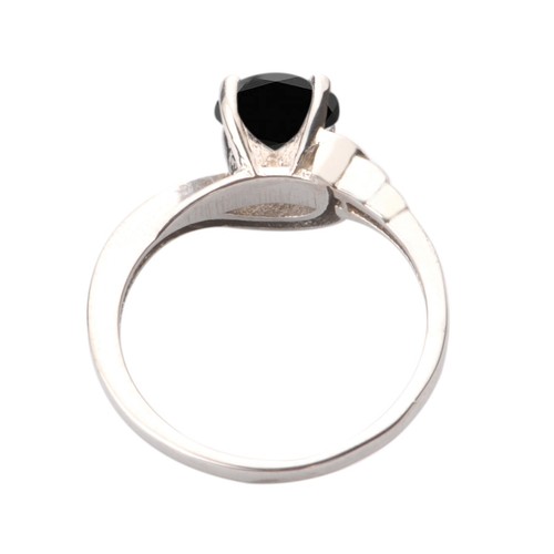 925 Sterling Silver 1.55Ct Round Cut 100% Natural Jet Black Diamond Women's Ring - Picture 2 of 11