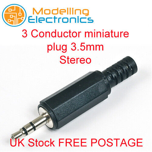 3.5mm Stereo Headphone Jack Plug Solder Tags With Strain Relief - Afbeelding 1 van 1