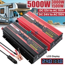 Power Inverter 5000W Converter 12V 24V DC to 110V for Car Truck Home AC USB LCD