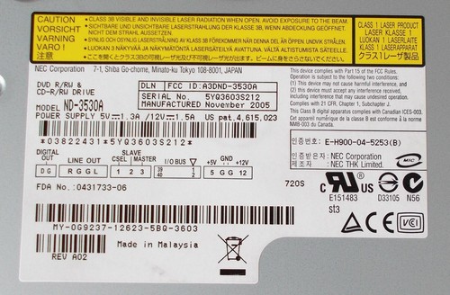 NEC ND-3530A IDE ATA-MASTERIZZATORE DVD CD RW - Foto 2 di 3