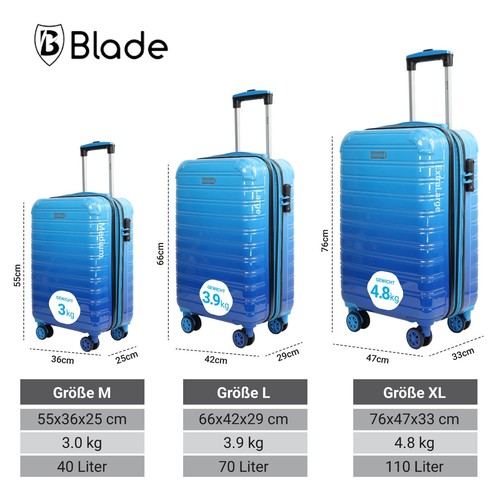 TSA-Schloß Reisekoffer Koffer Set ABS Handgepäck Trolley Hartschale M-L-XL-Set - Bild 27 von 47