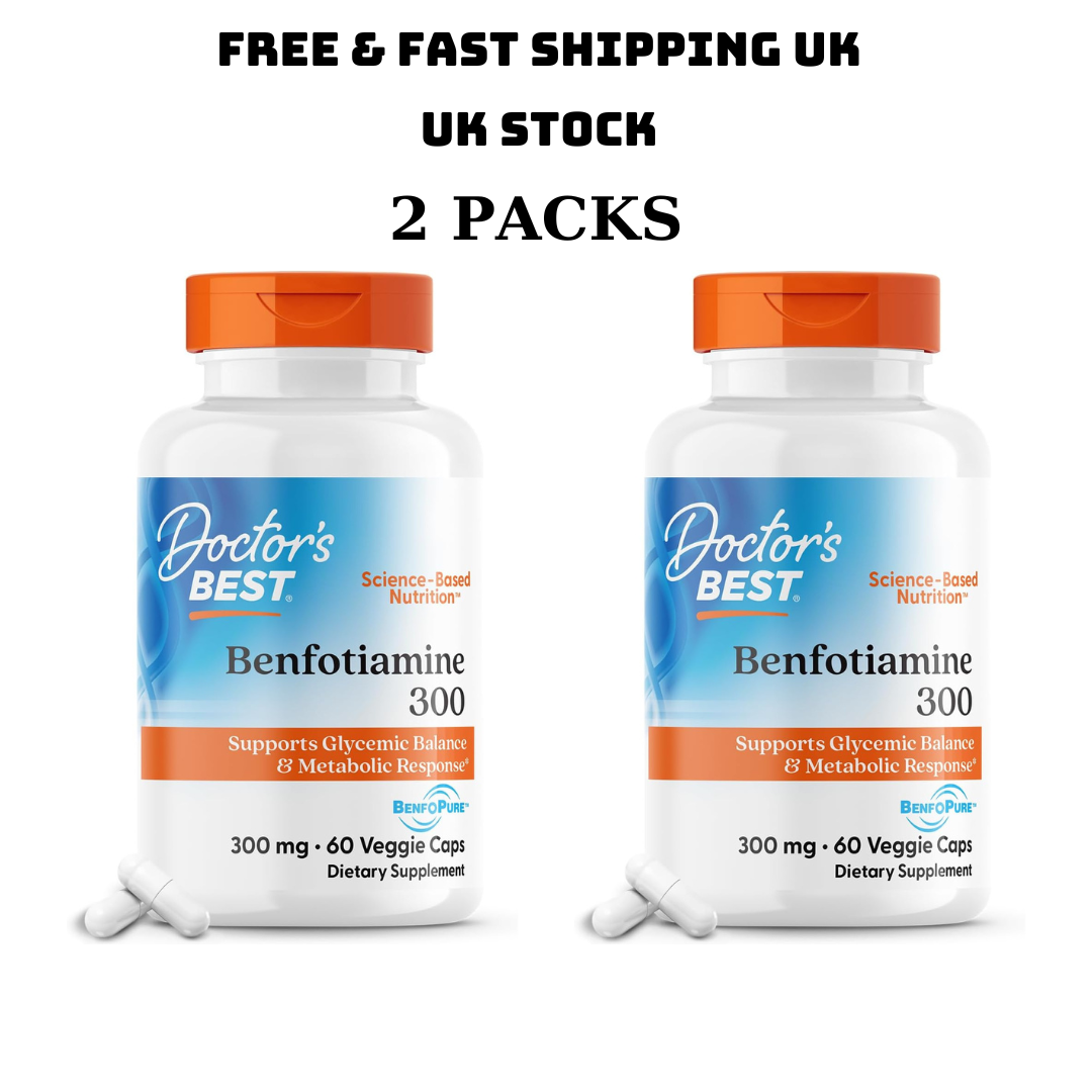 Doctor's Best Benfotiamine with BenfoPure 300mg - 60 Veggie Capsules UK 2 PACKS