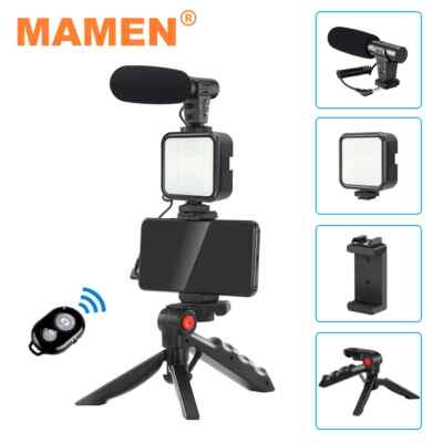 Smartphone Vlogging Kit Video Recording Equipment with Tripod Fill Light Shutter