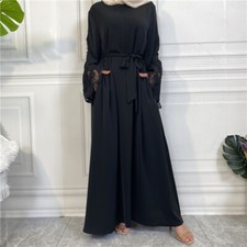 Elegant Women Abaya Muslim Kaftan Long Dress Evening Gown Dubai Modest Maxi Robe