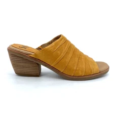 Sofft Womens Pienza Slide Sandals Gold Leather Block Heel Cushioned Ruched 11 M