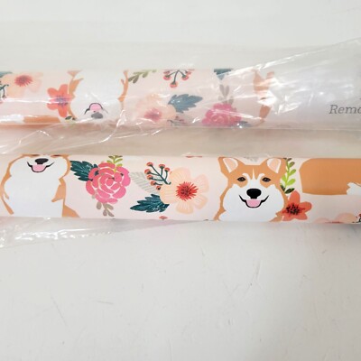 Spoonflower Pre-Pasted Removable Smooth Wallpaper - Corgi Dog & Floral Print Two
