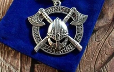 big VIKING NORDIC SHIELD AXE KNIGHT pendant 26" Sterling Silver 925 necklace men