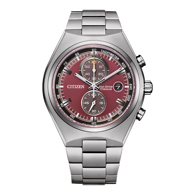 Citizen Super Titanium Chronograph Eco-Drive Red Dial Men's Watch CA7090-87X JP