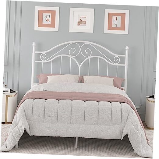 Queen Size Metal Bed Frame with Vintage Headboard,11 Inches Storage Space