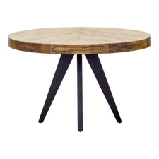 Moe's Home Collection Parq Round Wood Dining Table with Metal Legs in Brown