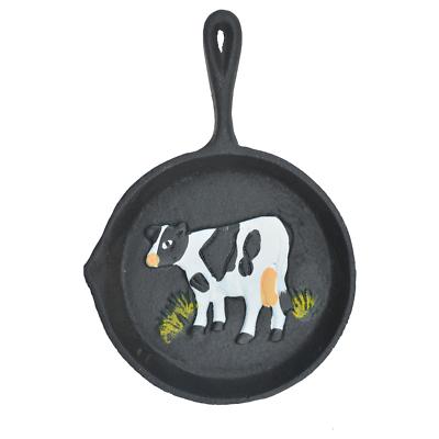 Flag Emotes Cast Iron Skillet Wall Hanging - Holstein Cow Farm Decor 7.75''