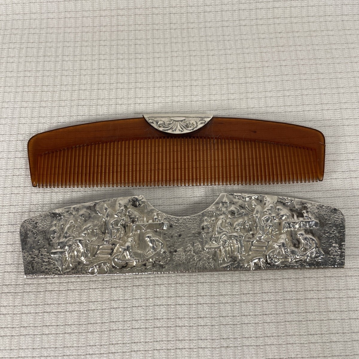 Vintage Hans Hensen Denmark Silverplate  Decorative Comb Vintage Hans Jensen Denmark Repousse Silver Plate Hair Comb  main image 3