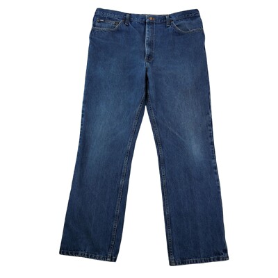Lee Mens Jeans 42 X 34 Denim Blue Medium Dark Wash Regular Fit 100