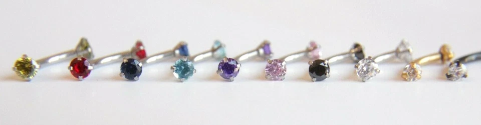 Barra de cejas curvadas con extremos de gema de doble circonita cúbica piercing corporal joyería anillo barra Foto 2 de 4