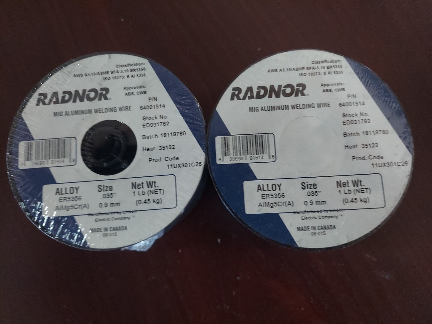 2X RADNOR MIG Aluminum Welding Wire 64001514 Alloy ER 5356, Size .035