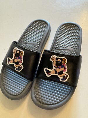 EUC Nike Benassi JDI Print Slide Sandals Sz 6 Cool Gray and Persian Violet S2
