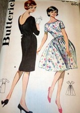 LOVELY VTG 1950s DRESS BUTTERICK Sewing Pattern 12/32 FF