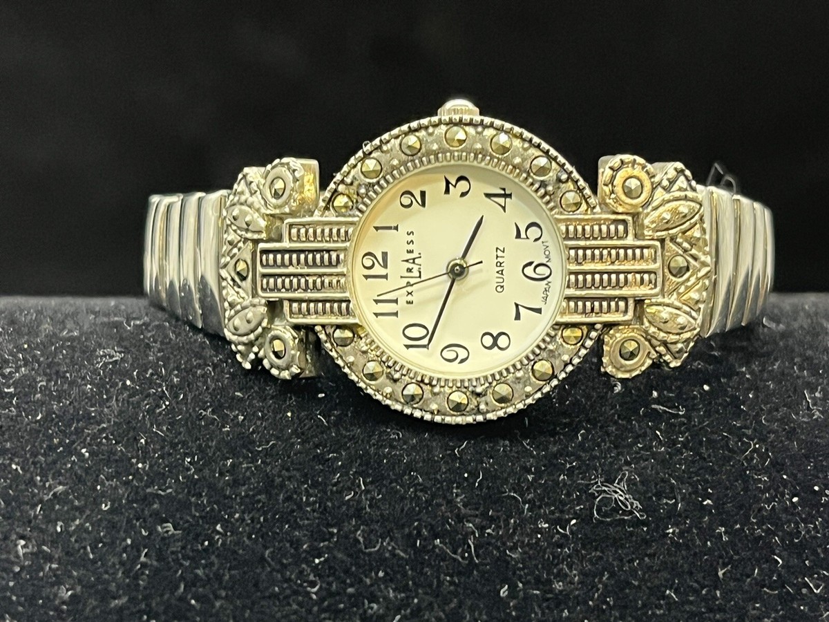 Vintage Ladies LA Express Silver Tone Marcasites Rhinestones Analog Watch Vintage La Express Watch - Etsy main image 3