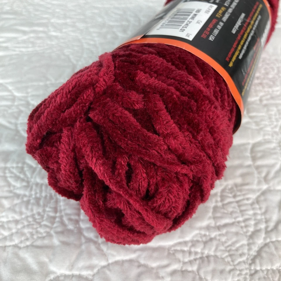 Lion Brand Chenille Thick & Quick "Wine" Deep Red Yarn -- 1 Skein - Image 2 of 4