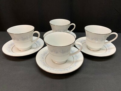 Noritake ''MARYWOOD'' Pattern #2181 ~ Set of 4 ~ Cups & Saucers ~ 3'' Tall
