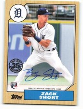 2022 Topps 1987 Topps Baseball Autograph #87BA-ZS Zack Short NM-MT Auto 